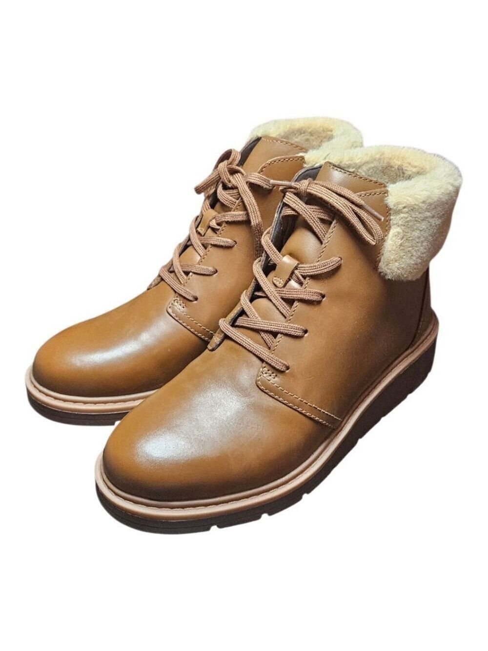 Clarks Brown Beige Fur Lined Winter Boots US Multiple Sizes - Picture 12 of 13